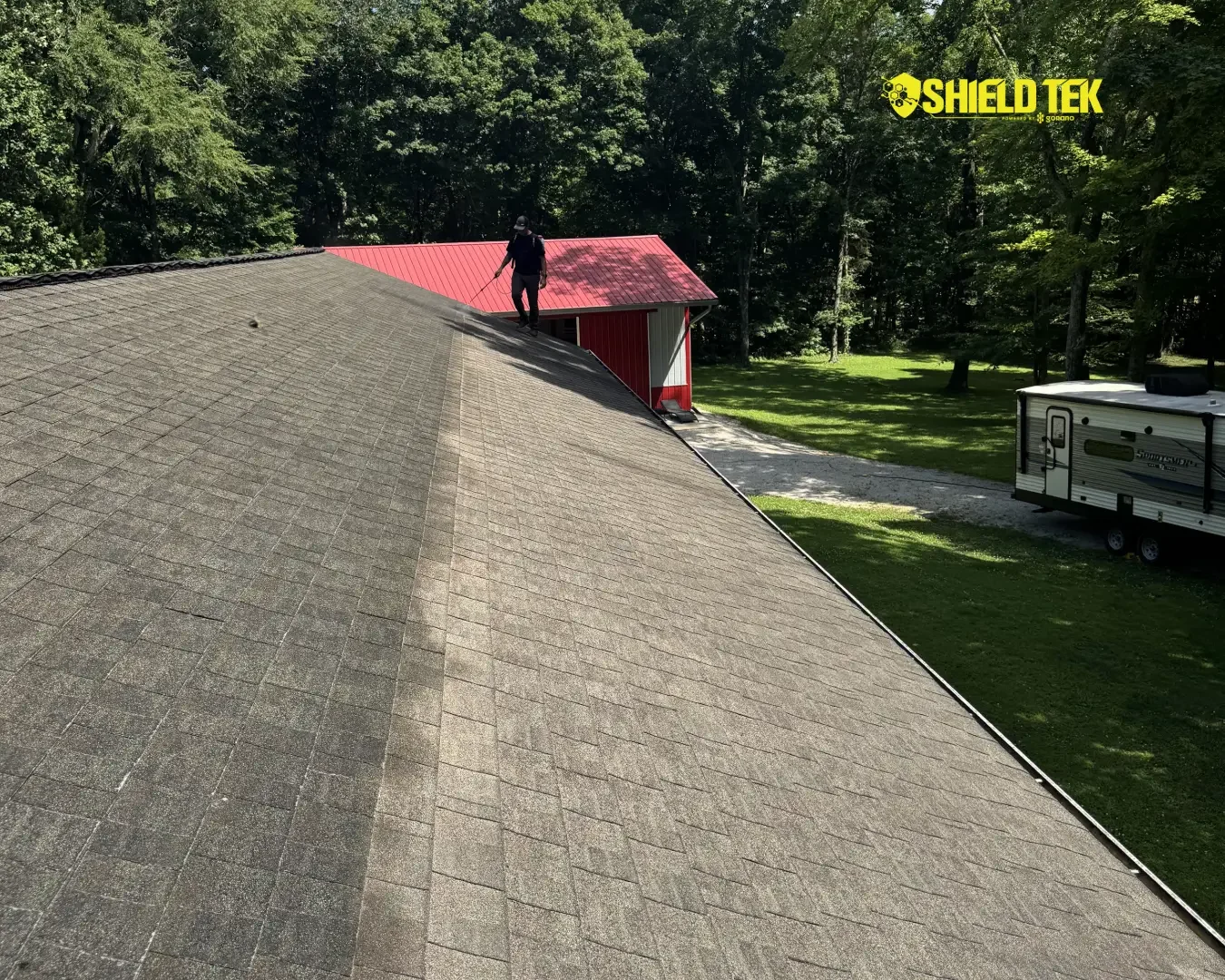 A closer view of an asphalt shingle roof from ShieldTek’s project gallery