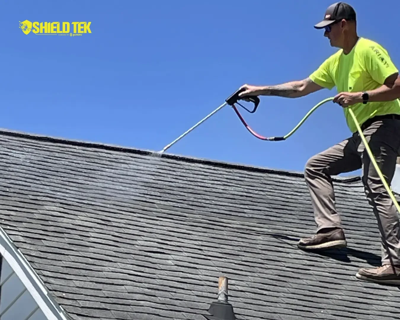 A closer look at an asphalt shingle roof