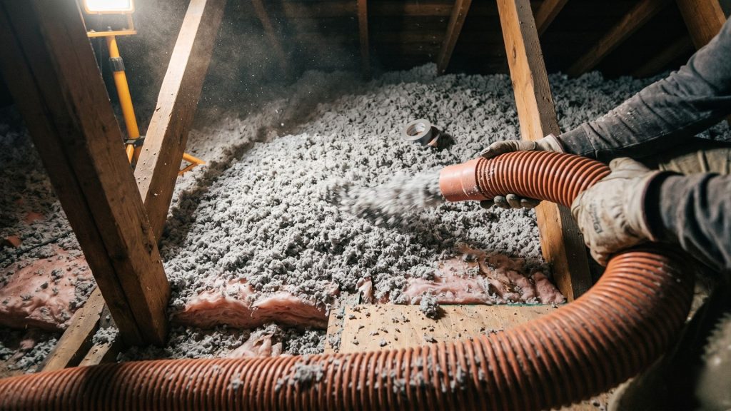 Attic insulation and air sealing improvements to address ice dam and uneven roof aging causes
